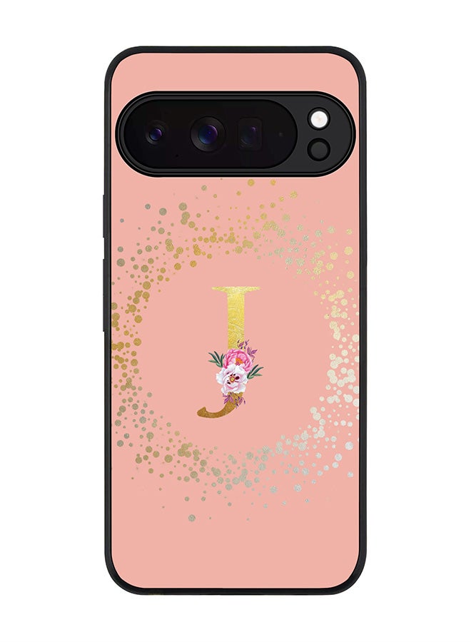 For Google Pixel 10 Pro XL Case,Slim fit Camera Protection, Shockproof Thin Phone cover  - Custom Monogram Floral - J  (Rose Pink )